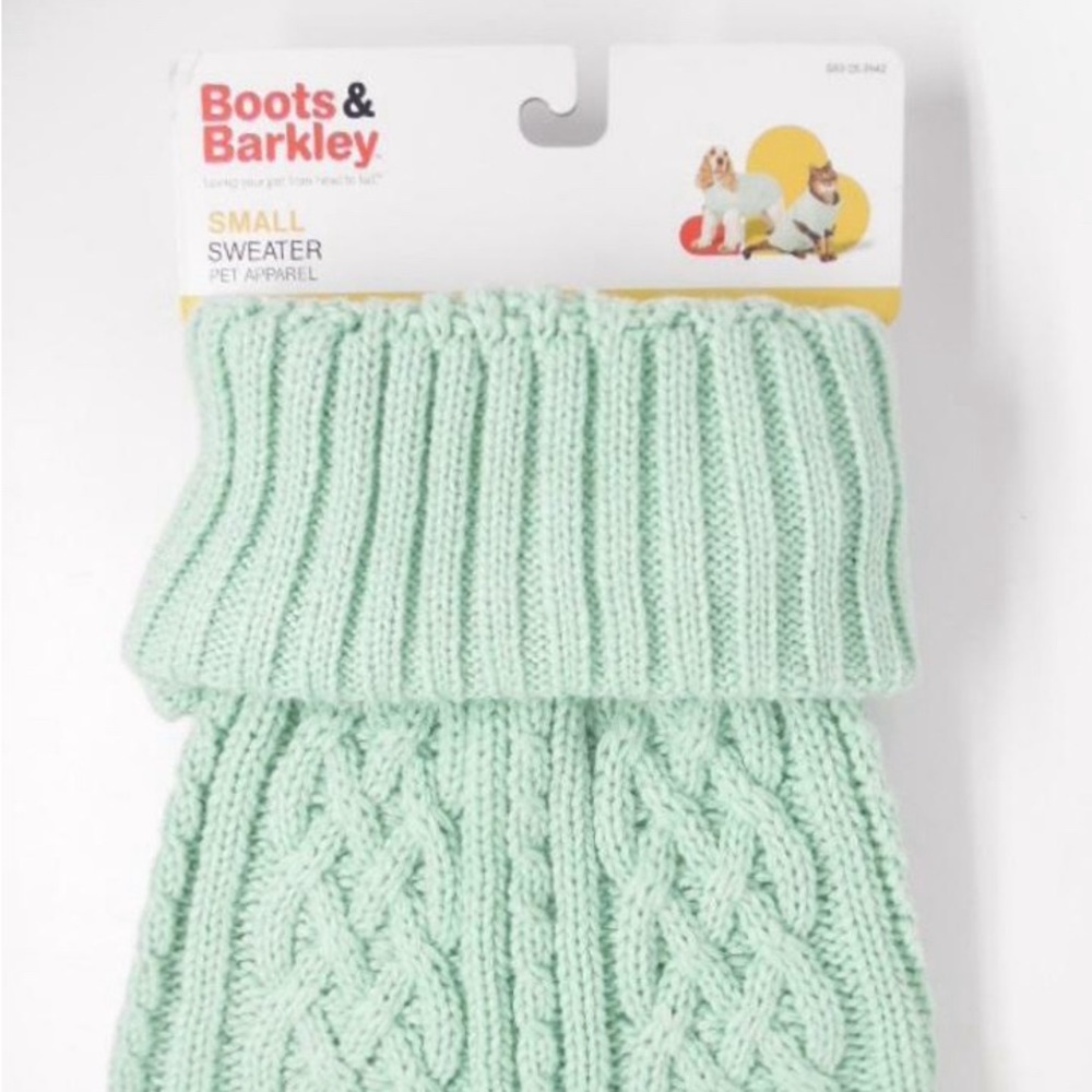 Boots & Barkley Cable Knit Pet Sweater Medium NWT Green- dogs or very large cats